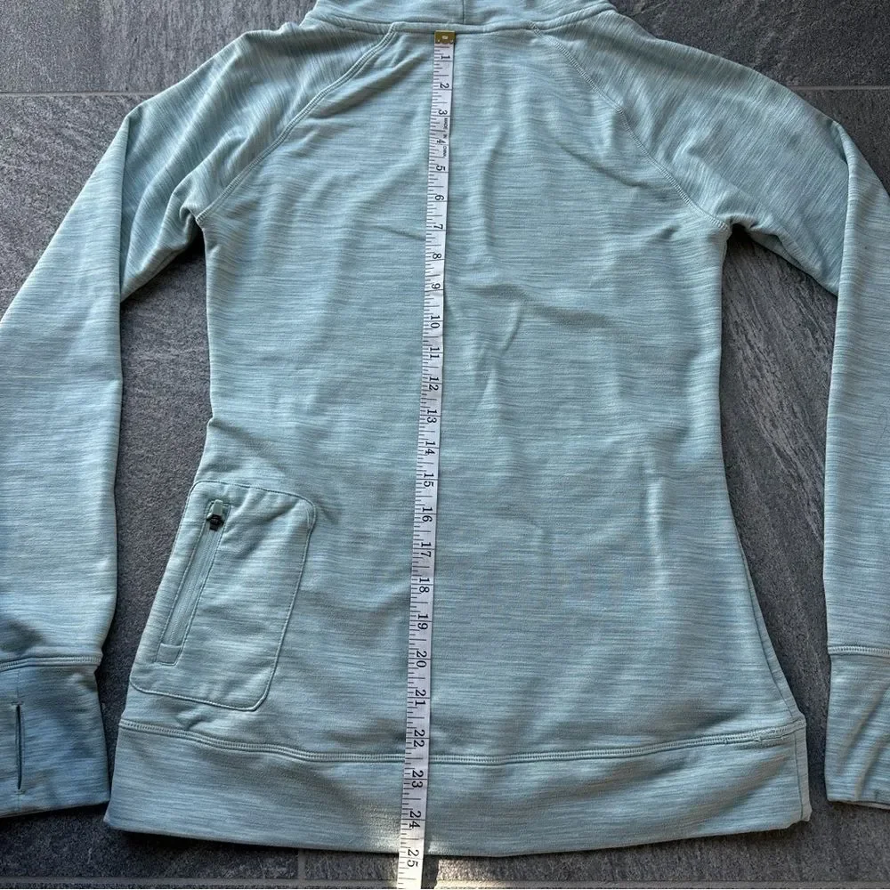 EUC Kyodan Pullover Heather Green Funnel Neck Thumbholes Zip Pockets Small - Picture 14 of 15